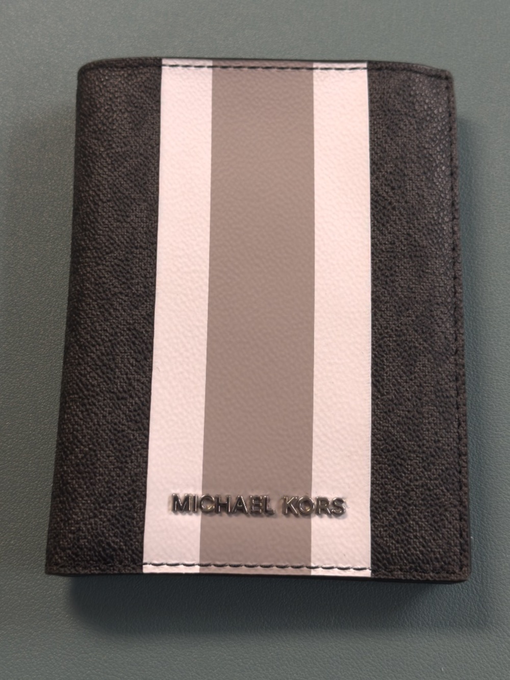 Michael Kors Passport Cover Black MK Signature Canvas Stripe